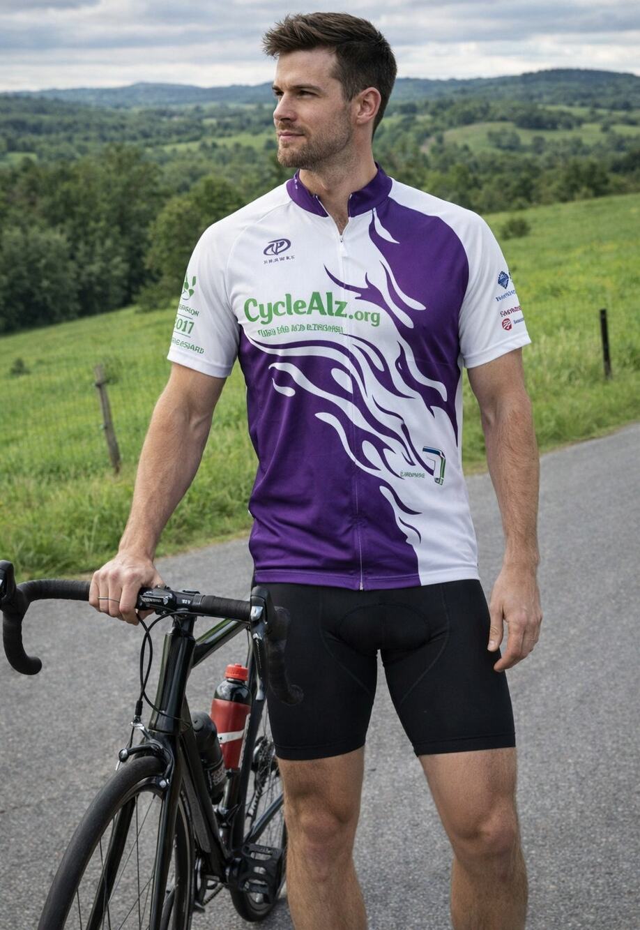 Cycle4Alz Purple Flame Cycling Jersey Men’s S Vintage Bikewear Charity Event